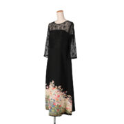 黒留袖レースドレス　四季の花々と鳥