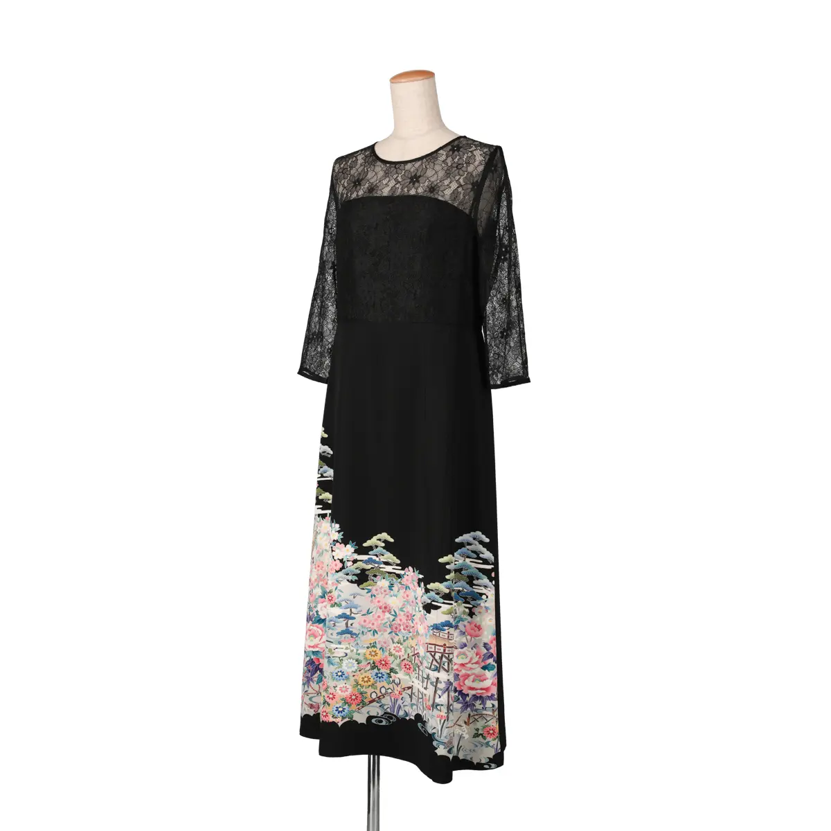 黒留袖レースドレス 四季の花々と橋 - 装結-Souyou-｜40代からの着物