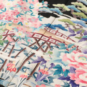 黒留袖レースドレス　四季の花々と橋